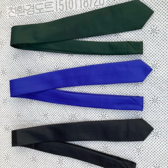 Men Slim Silk Ties Black, Dark Green and Royal Blue skinny Party Wedding Necktie - Picture 5 of 5
